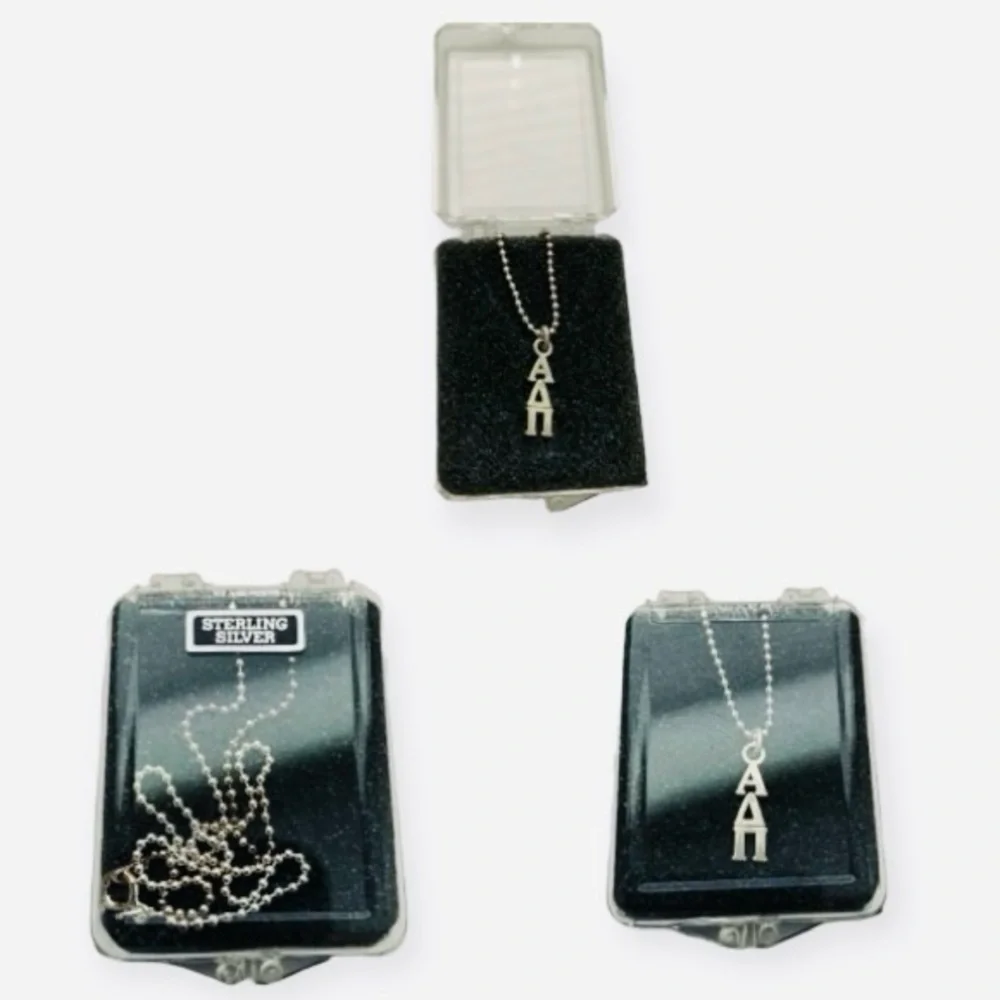 STERLING SORORITY Alpha Delta Pi Vertical Silver Necklace ADPI NIB VINTAGE